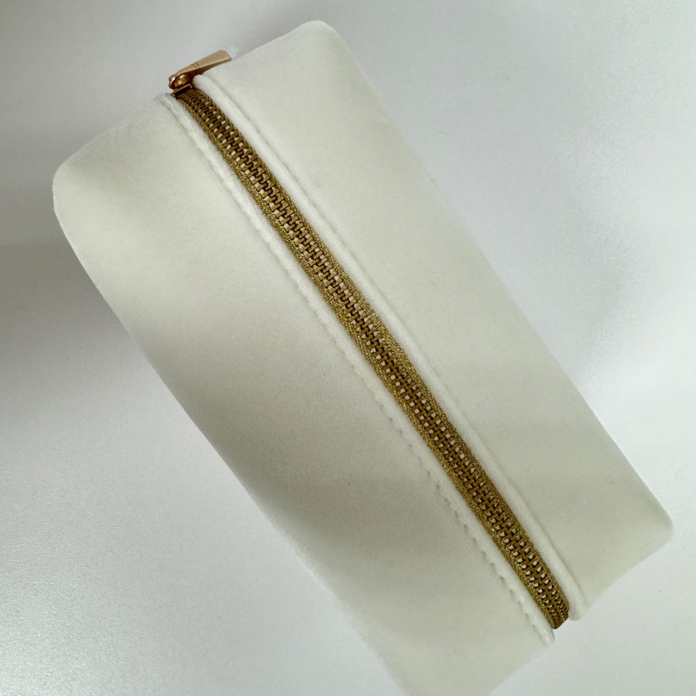 DIOR White Velvet with Gold Logo Pouch - Picture 6 of 11